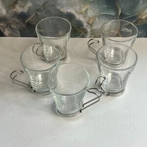 Bormioli Rocco Cappuccino Glass Mug With Stainless Steel Handle Set of 5